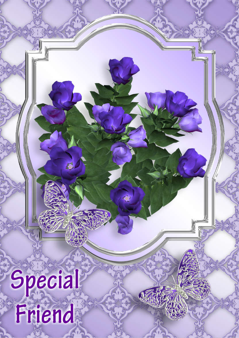 Purple Flowers - card made with Crafty Bob's Card Creator