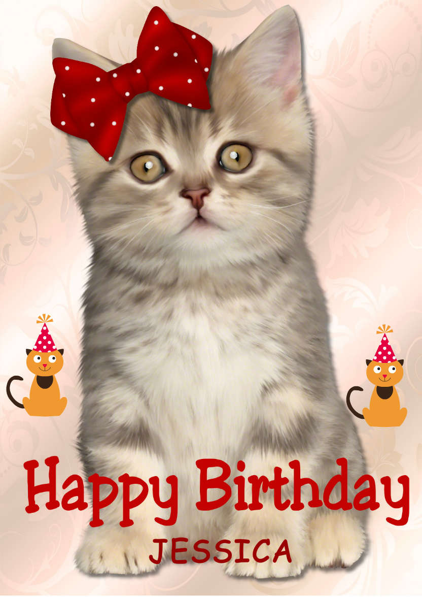 Cute Kitten Happy Birthday - card made with Crafty Bob's Card Creator