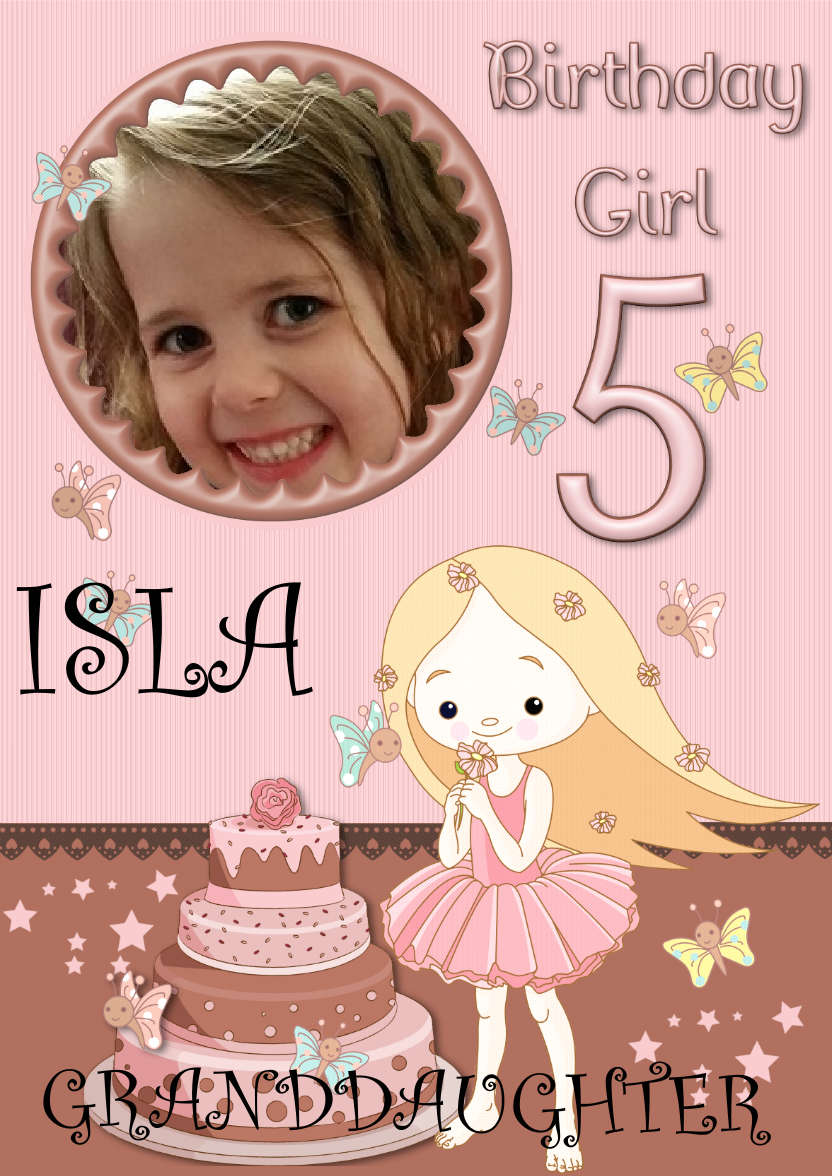 Happy 5th Birthday Girl - card made with Crafty Bob's Card Creator