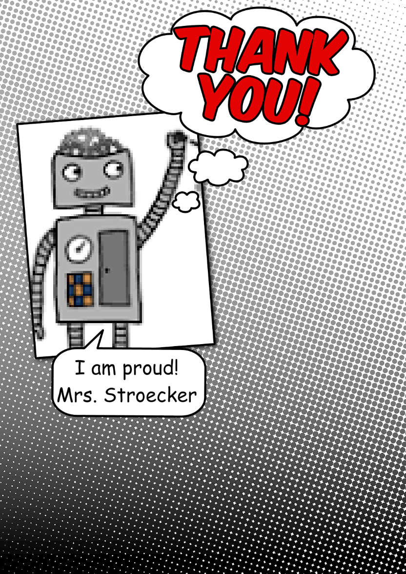 Comic Style Thank You Card Front - card made with Crafty Bob's Card Creator