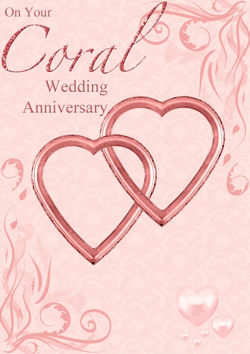 Coral Wedding Anniversary Hearts Entwined Card - card made with Crafty Bob's Card Creator