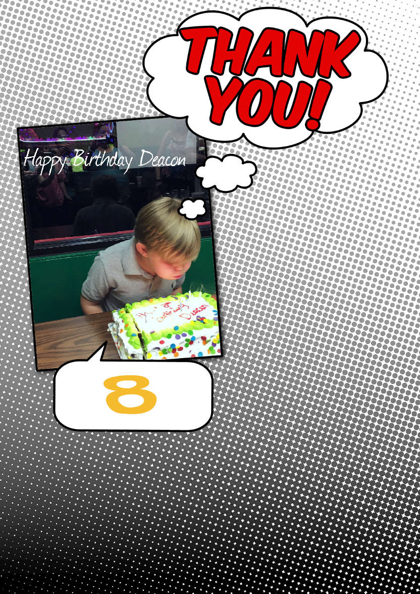 Comic Style Thank You Card Front - card made with Crafty Bob's Card Creator