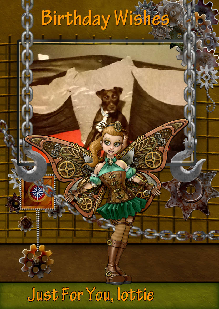 Custom Photo Greeting Card Steampunk Fairy - card made with Crafty Bob's Card Creator