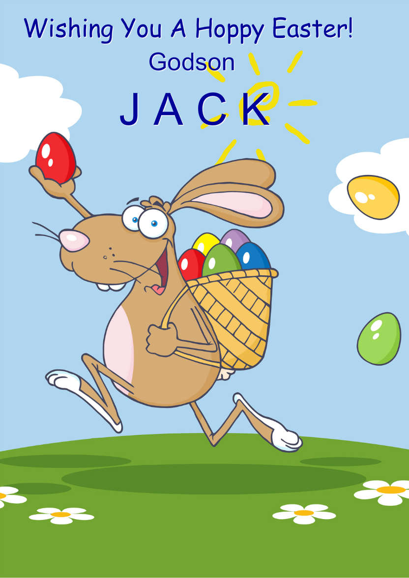 Easter Bunny Cartoon Card Front - card made with Crafty Bob's Card Creator