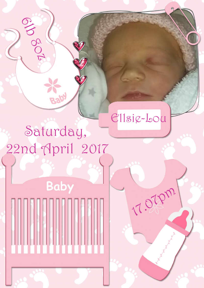Baby Girl Aperture - card made with Crafty Bob's Card Creator