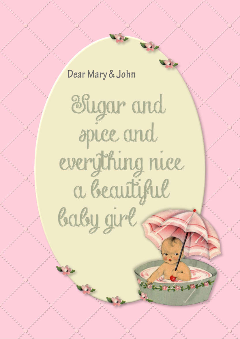 Baby Girl in Tub - card made with Crafty Bob's Card Creator