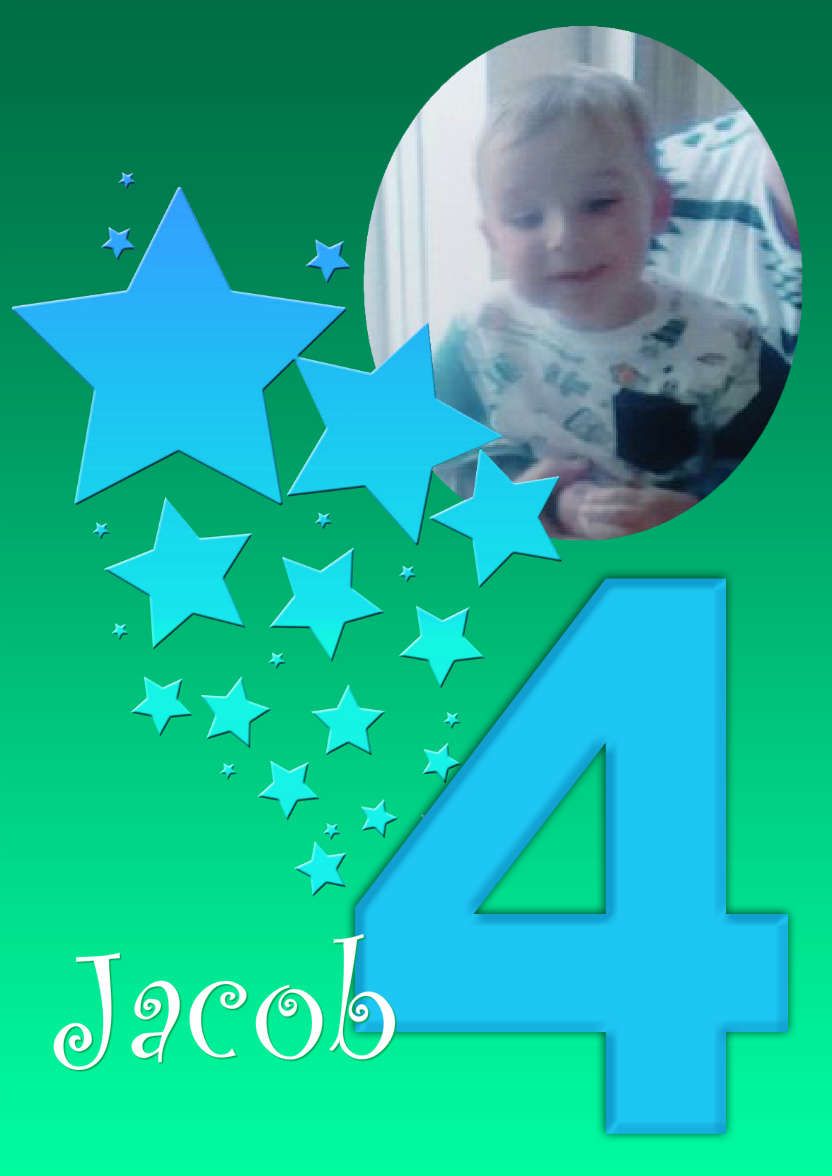 Stars Age 4 Boys Photo Card - card made with Crafty Bob's Card Creator