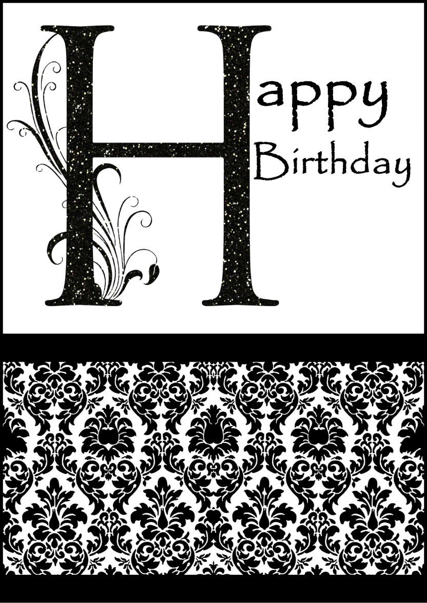 Damask Monogram Letter H Card - card made with Crafty Bob's Card Creator