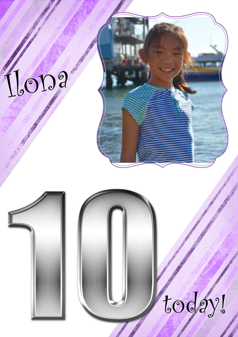 Grunge Stripes Age 10 Birthday Girl - card made with Crafty Bob's Card Creator
