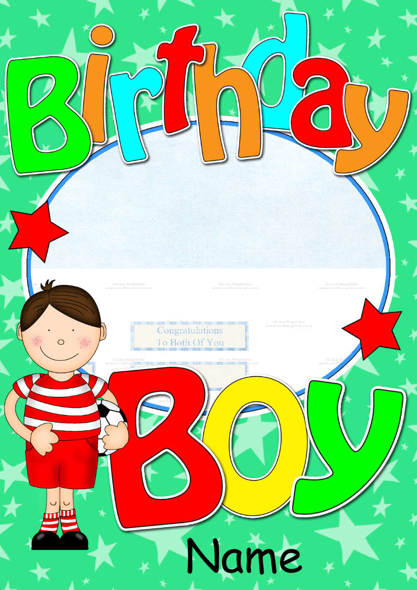 Birthday Boy Football Photo Upload Card - card made with Crafty Bob's Card Creator
