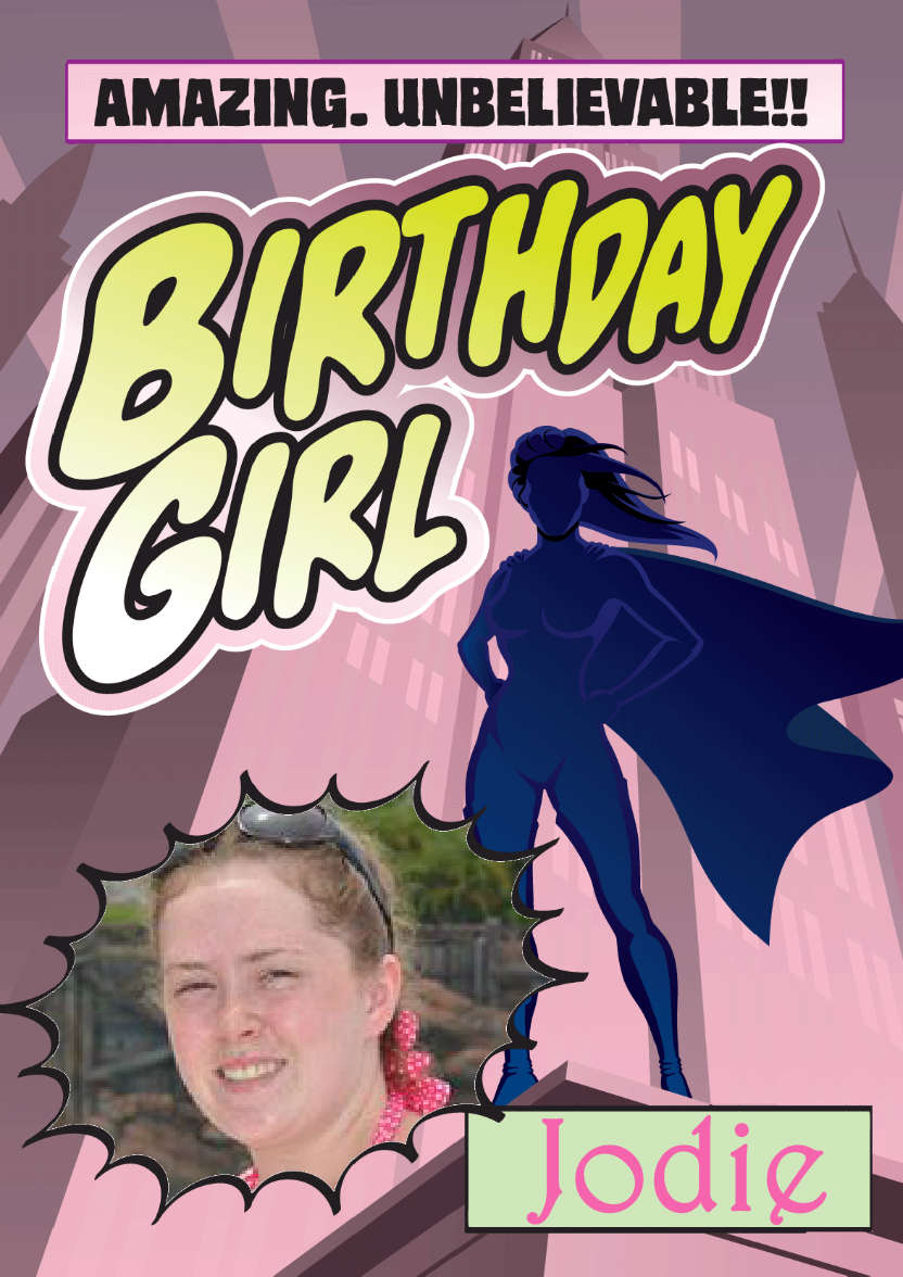 Birthday Girl Comic Style - card made with Crafty Bob's Card Creator