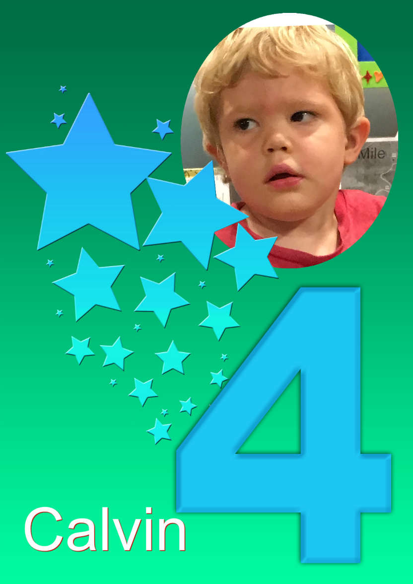 Stars Age 4 Boys Photo Card - card made with Crafty Bob's Card Creator