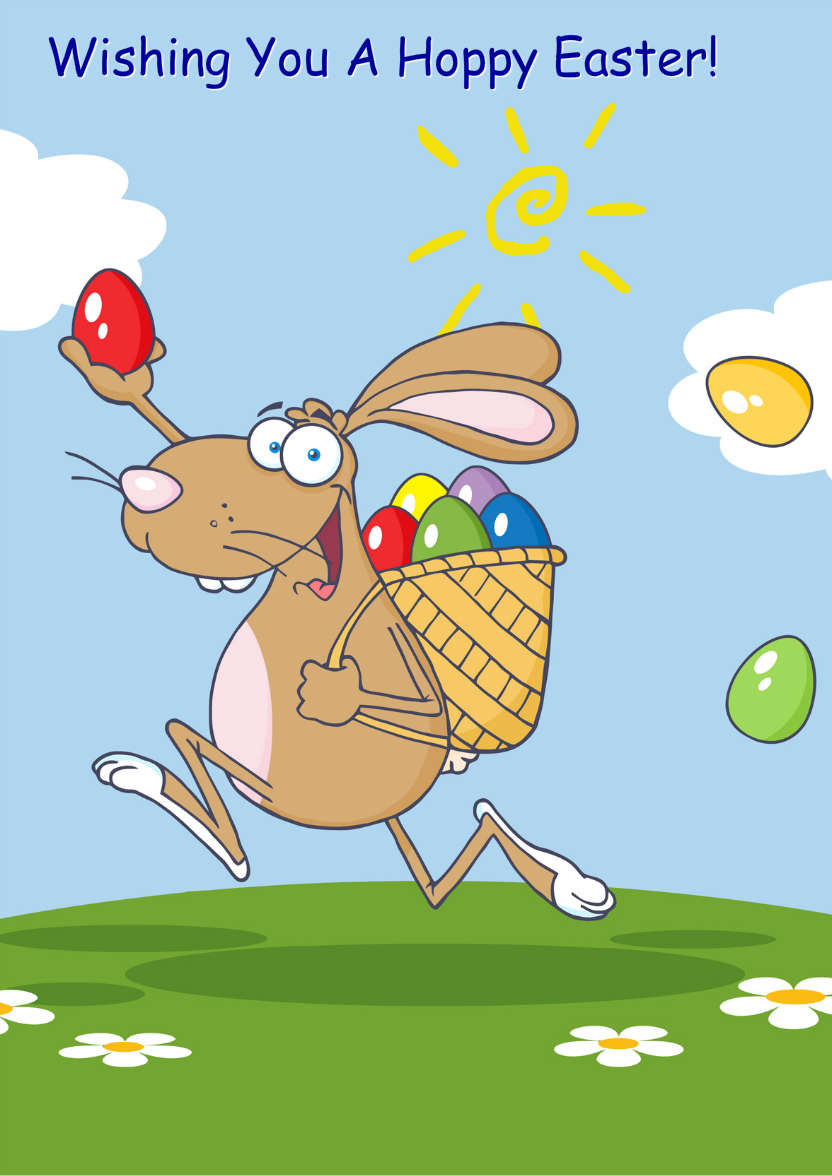 Easter Bunny Cartoon Card Front - card made with Crafty Bob's Card Creator