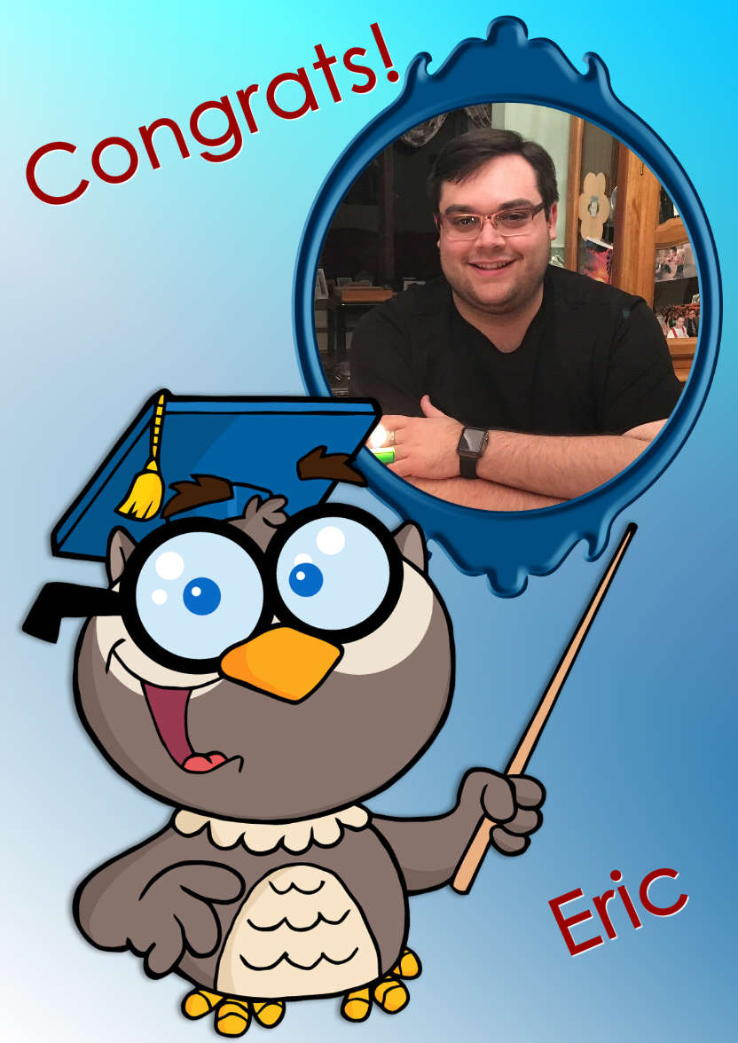 Owl Graduation Aperture Card Front - card made with Crafty Bob's Card Creator