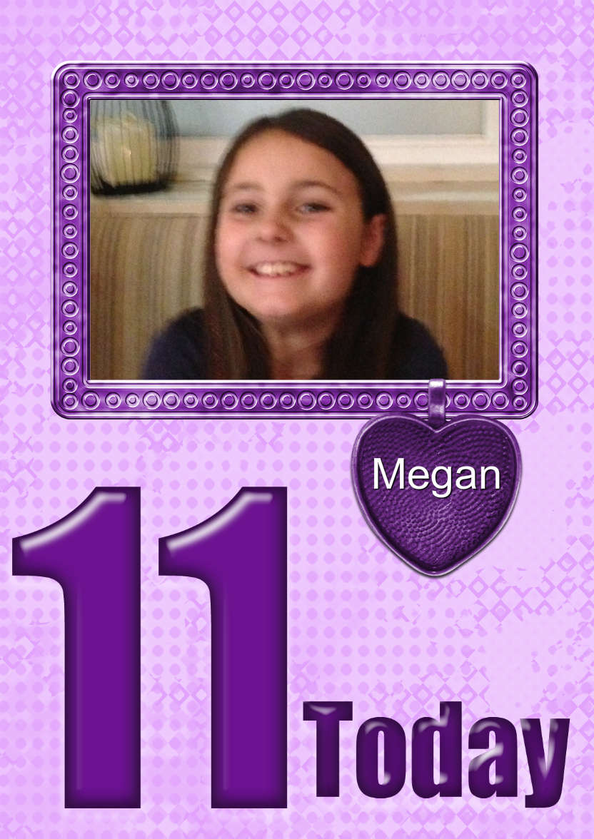 Age 11 Birthday Photo Card Girls - card made with Crafty Bob's Card Creator