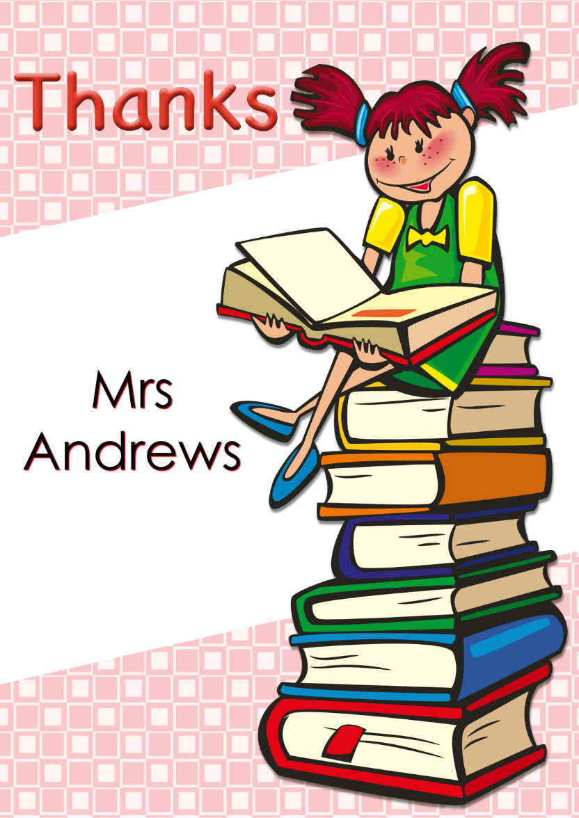 Girl with Books Thank You Teacher Card - card made with Crafty Bob's Card Creator