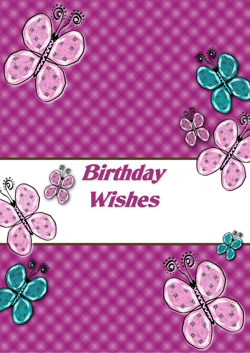 Beautiful Butterflies Birthday Card - card made with Crafty Bob's Card Creator