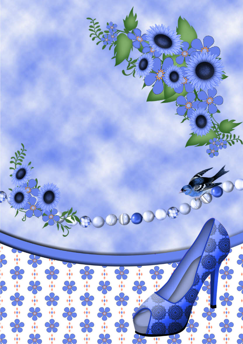 Blue Flowers Birthday Card - card made with Crafty Bob's Card Creator