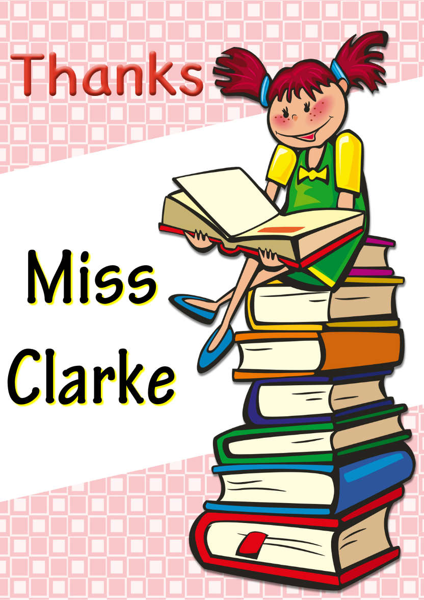 Girl with Books Thank You Teacher Card - card made with Crafty Bob's Card Creator