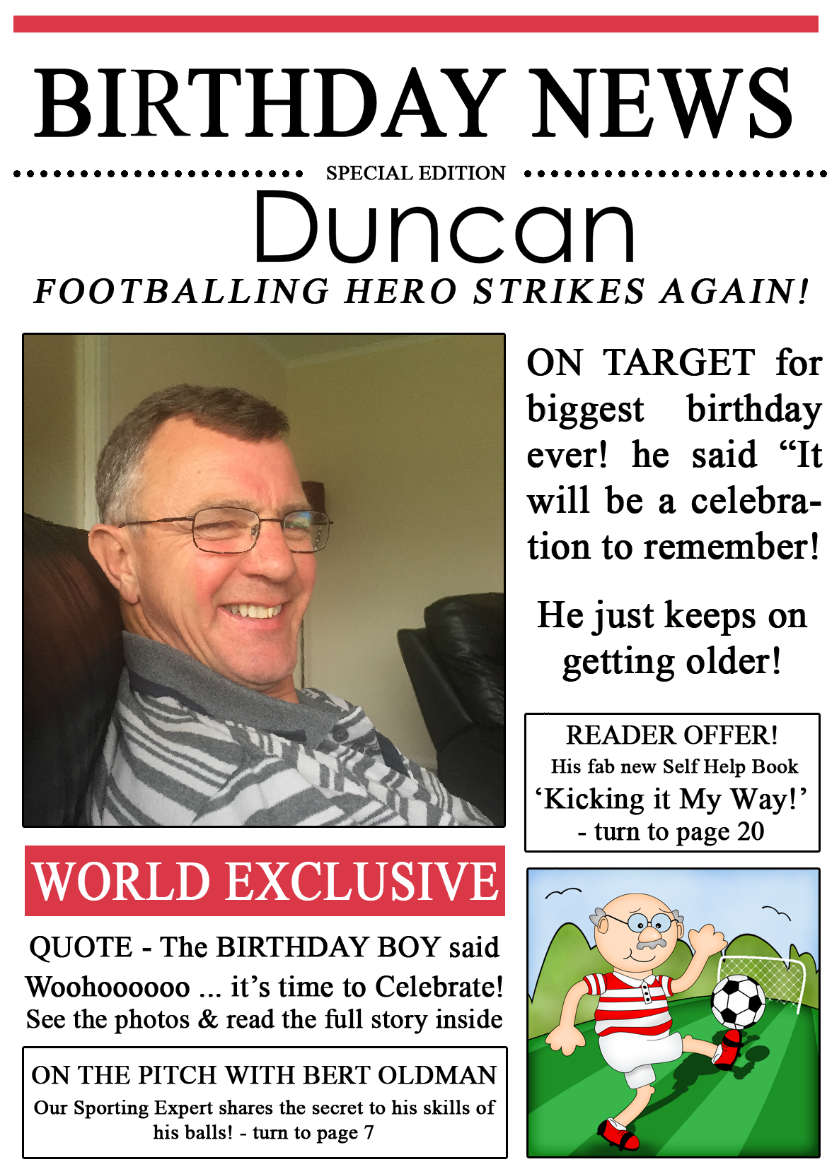 Football News Birthday Photo Upload Card - card made with Crafty Bob's Card Creator