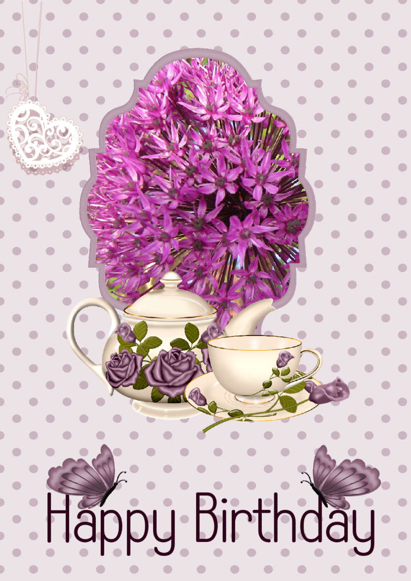 Birthday Tea Time - card made with Crafty Bob's Card Creator