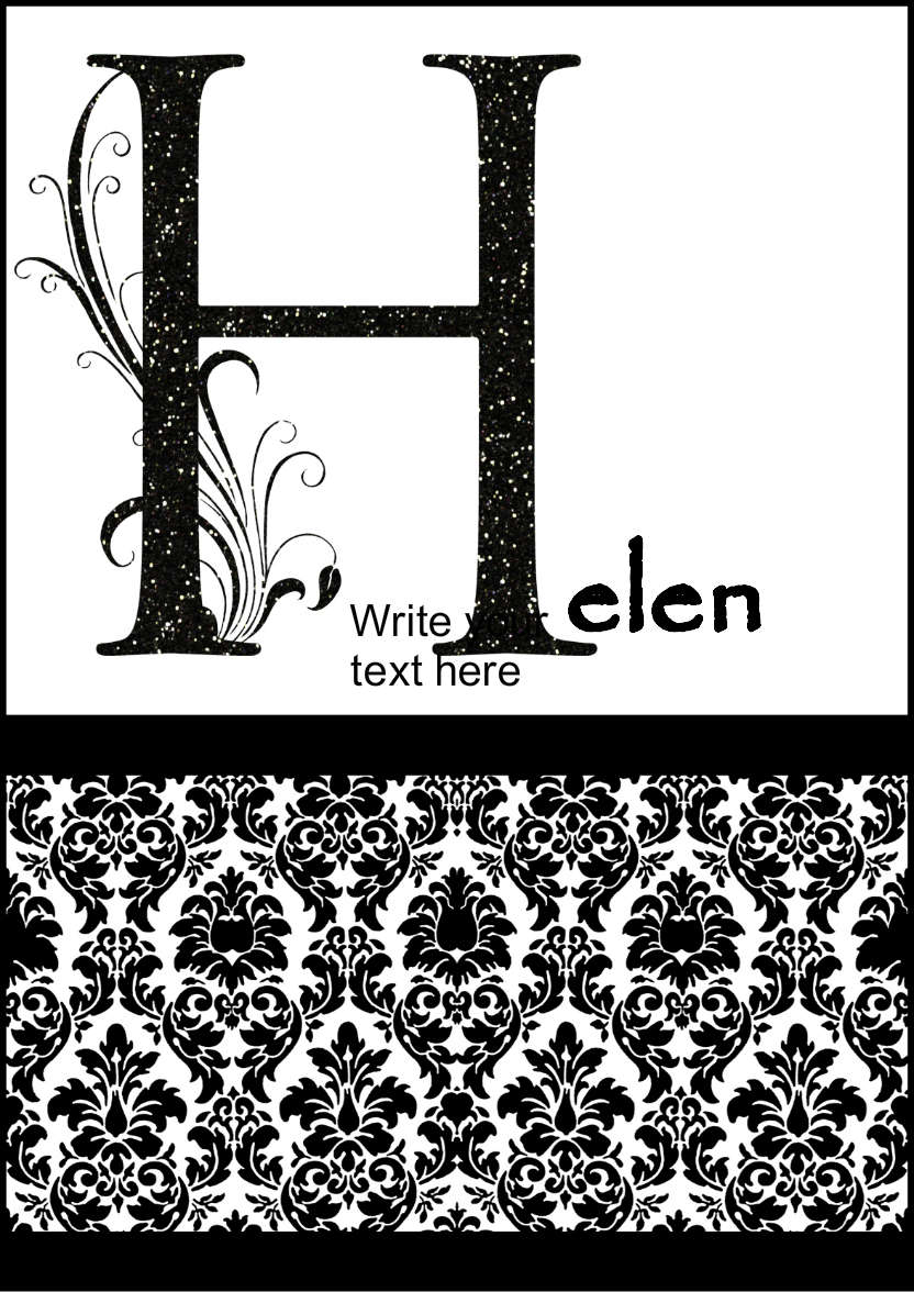 Damask Monogram Letter H Card - card made with Crafty Bob's Card Creator