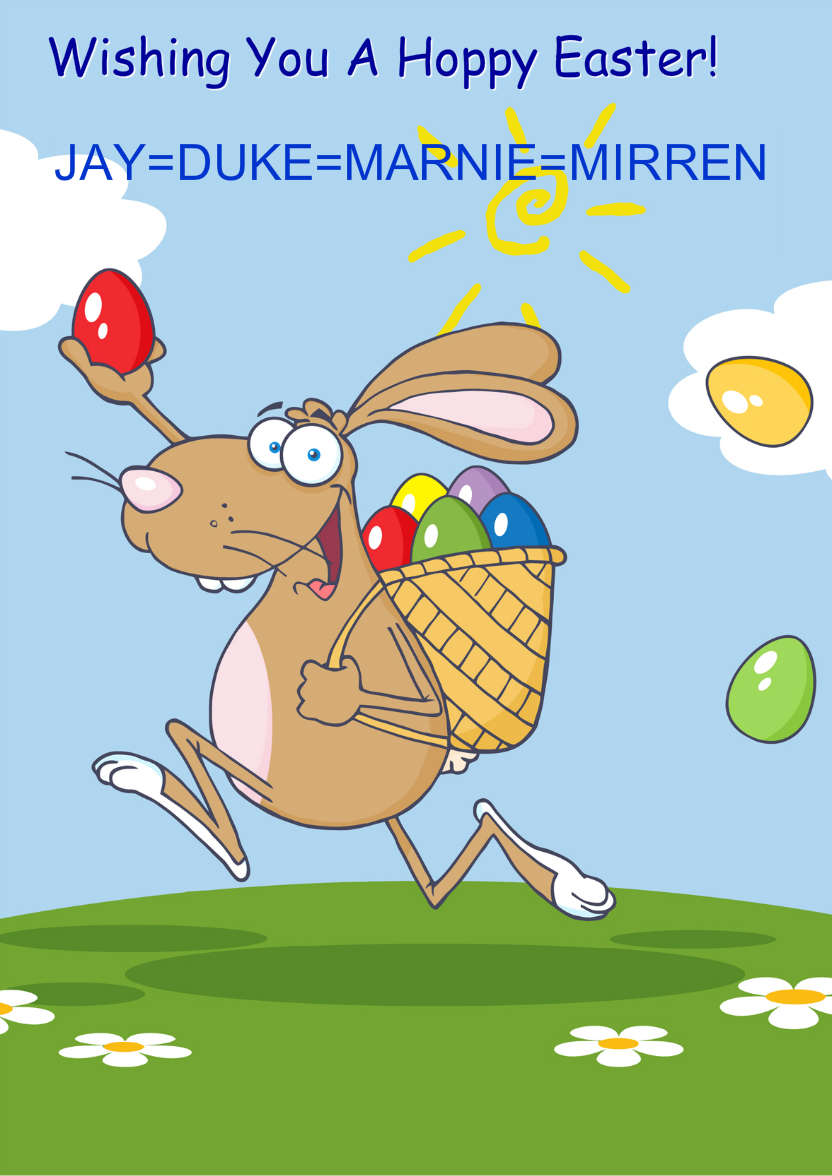 Easter Bunny Cartoon Card Front - card made with Crafty Bob's Card Creator