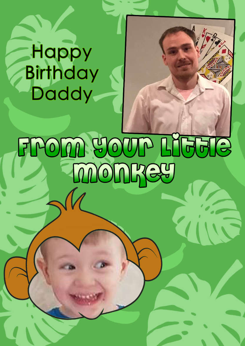 Little Monkey Photo Card - card made with Crafty Bob's Card Creator