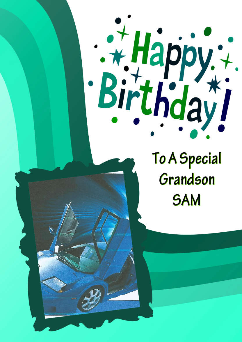 Green Birthday Wave Aperture Card Front - card made with Crafty Bob's Card Creator