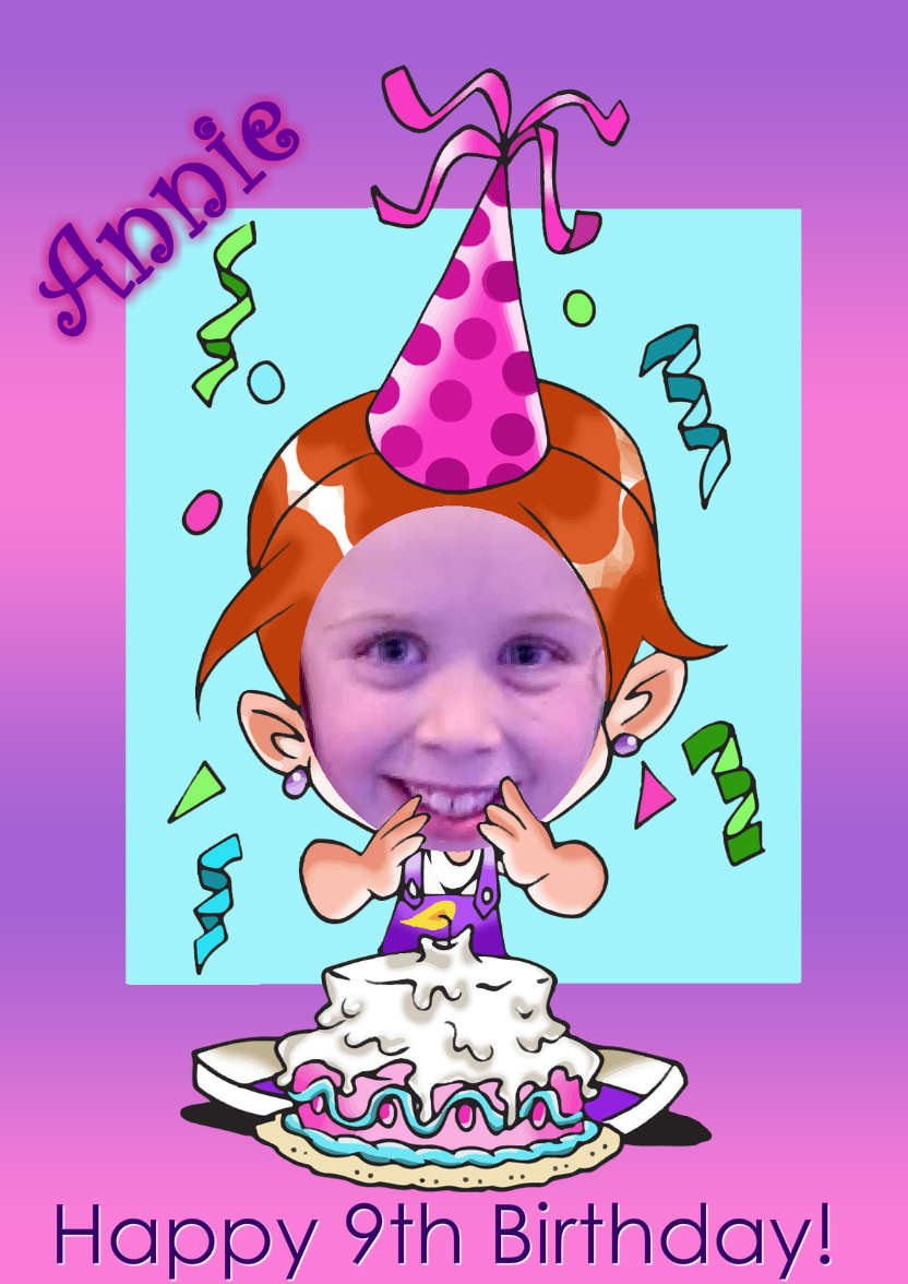 Birthday Girl Aperture Card Front - card made with Crafty Bob's Card Creator