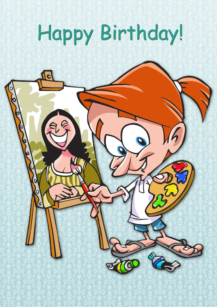 Painter/artist Female Card - card made with Crafty Bob's Card Creator