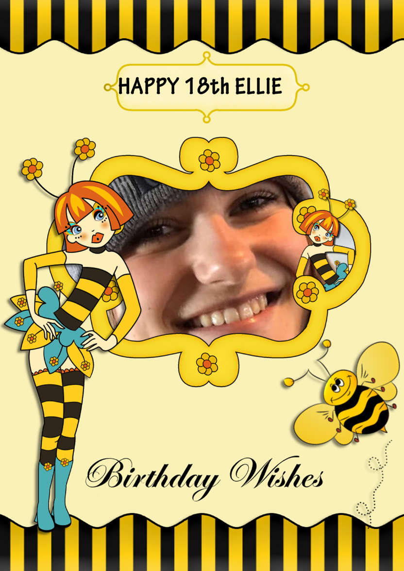 Busy Bee Birthday - card made with Crafty Bob's Card Creator