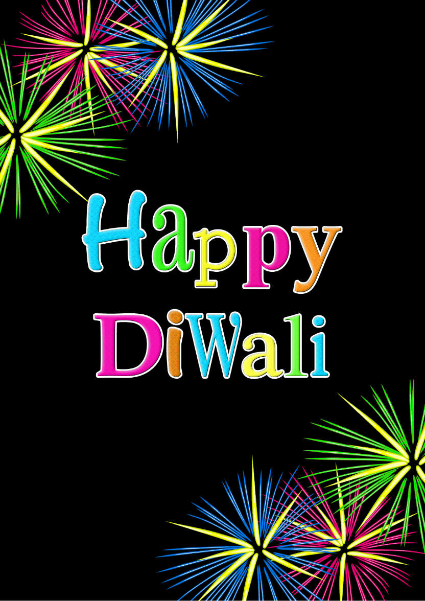 Bright Fireworks Diwali Word Art Card - card made with Crafty Bob's Card Creator