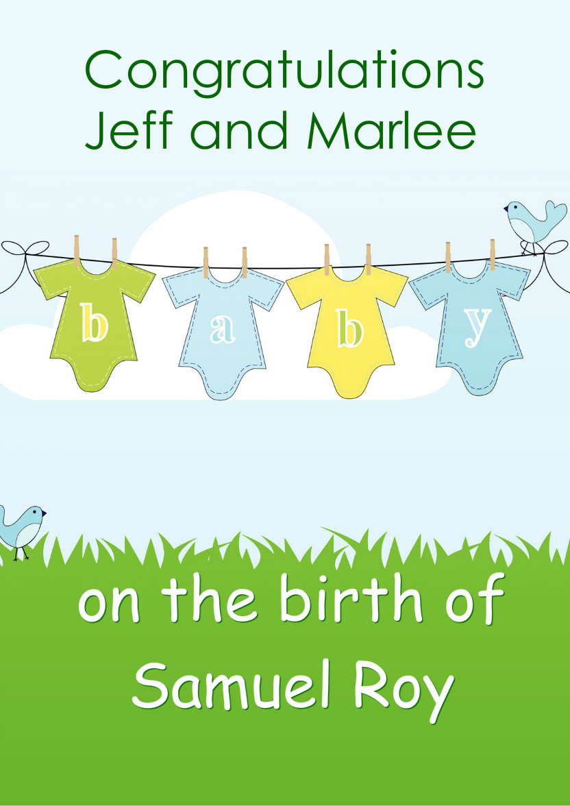 Washing Line New Baby Boy - card made with Crafty Bob's Card Creator