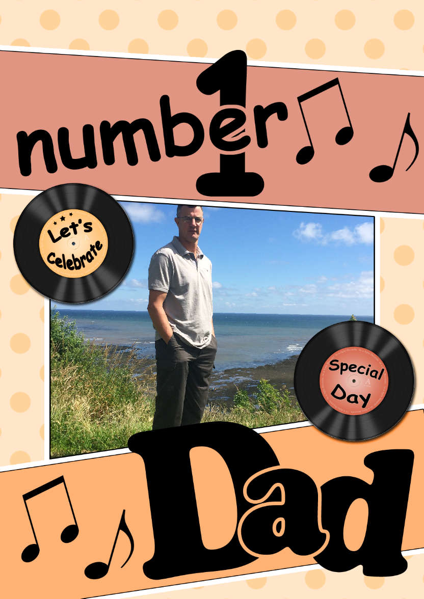 No 1 Dad Record Photo Upload Card - card made with Crafty Bob's Card Creator