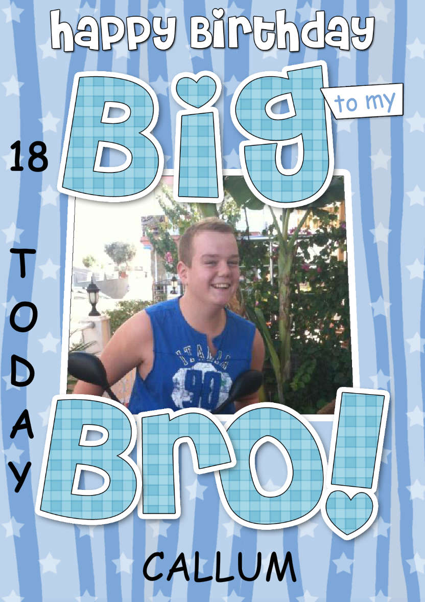 Birthday Big Bro Photo Upload Card - card made with Crafty Bob's Card Creator