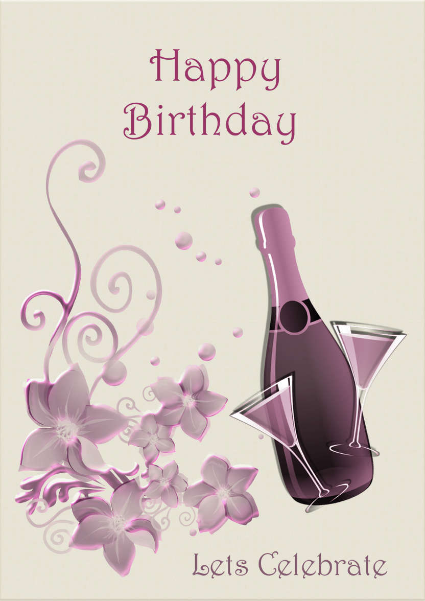Champagne and Flowers - card made with Crafty Bob's Card Creator