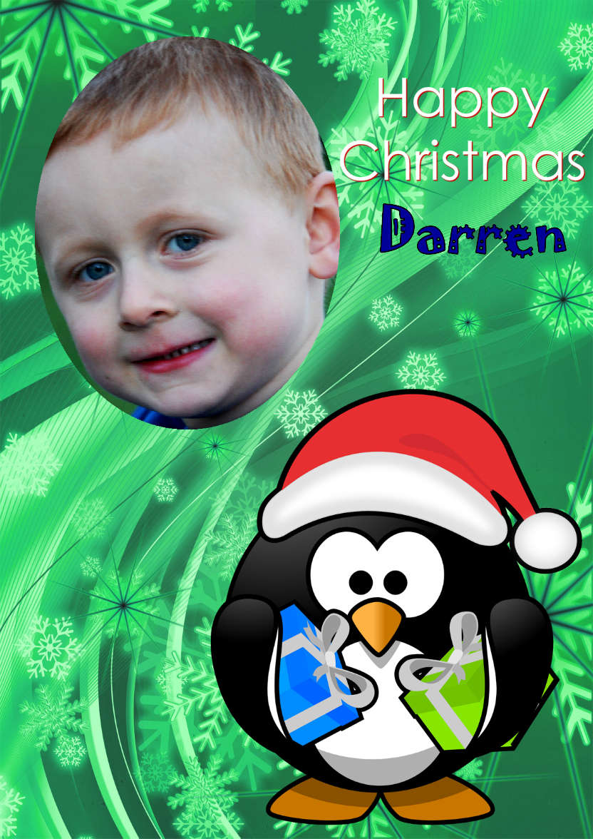 Christmas Penguin Aperture Card - card made with Crafty Bob's Card Creator