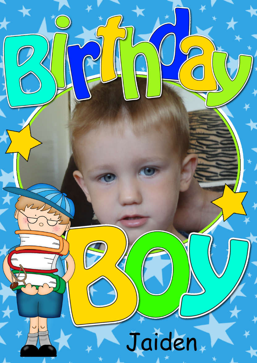 Birthday Boy Photo Upload Card - card made with Crafty Bob's Card Creator