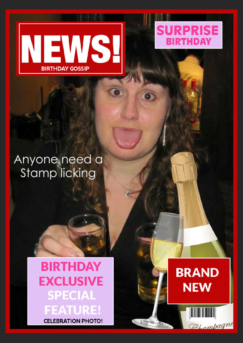 Birthday Headlines - card made with Crafty Bob's Card Creator