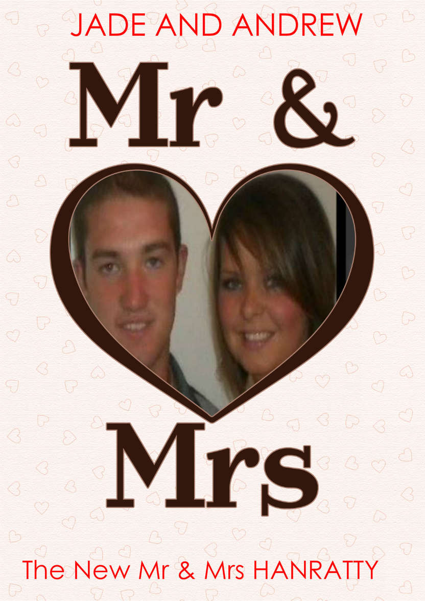 Mr & Mrs Heart Frame Wedding Card - card made with Crafty Bob's Card Creator
