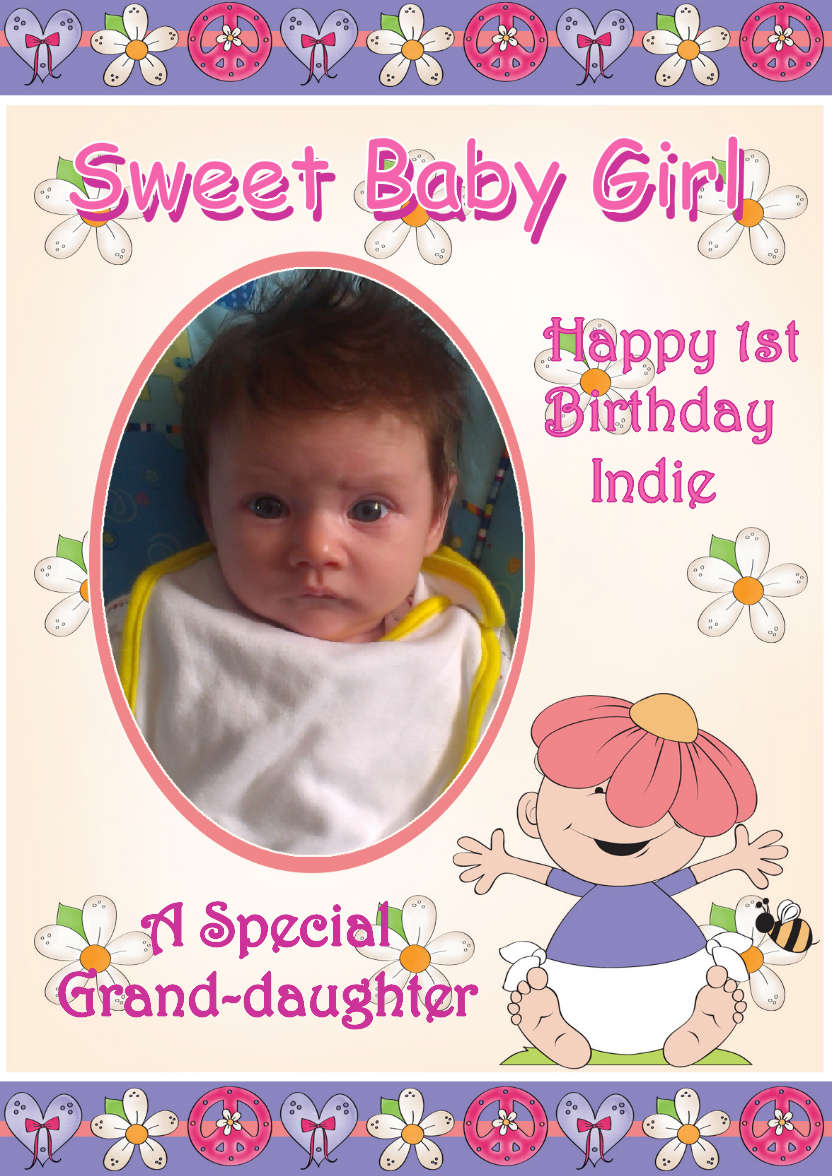 Flower Baby Girl Topper - card made with Crafty Bob's Card Creator