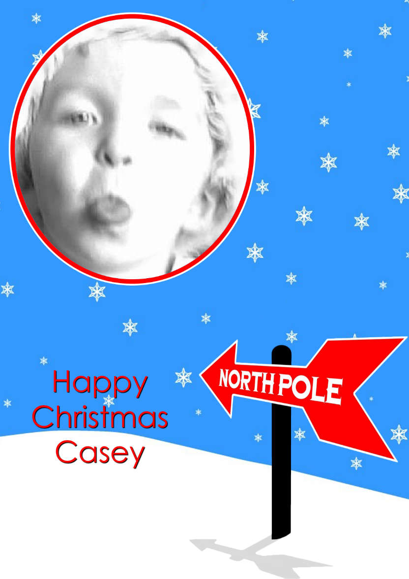 North Pole Christmas Aperture Card - card made with Crafty Bob's Card Creator