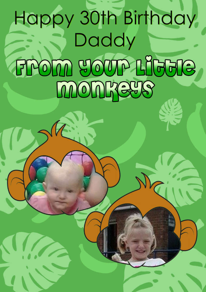 Two Little Monkeys Photo Card - card made with Crafty Bob's Card Creator