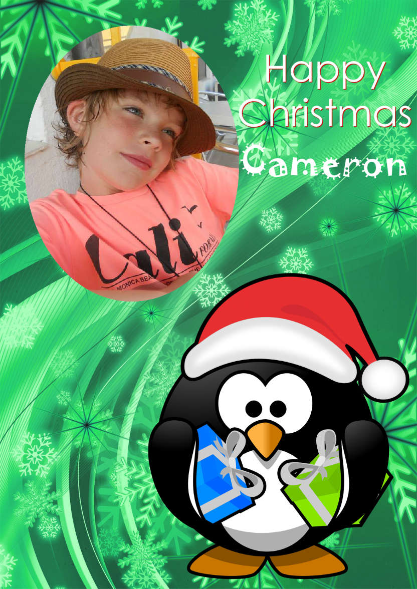 Christmas Penguin Aperture Card - card made with Crafty Bob's Card Creator