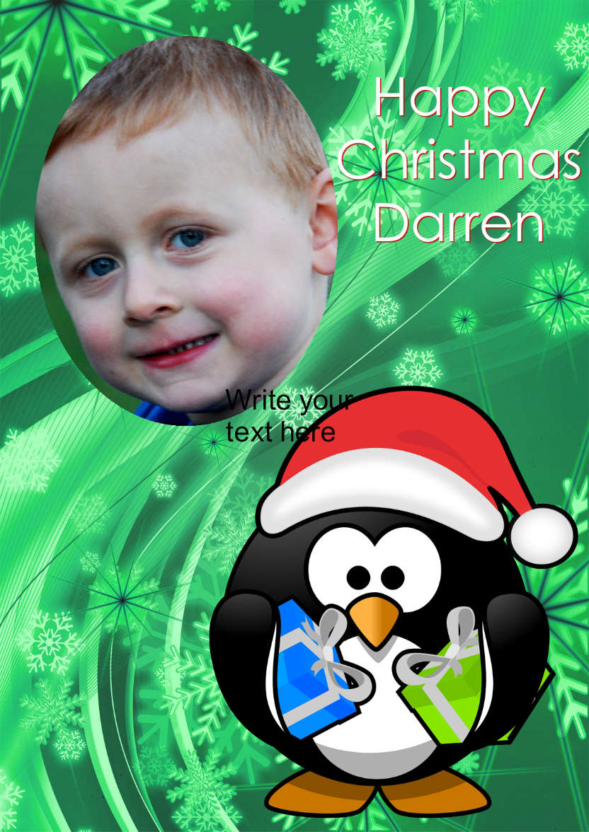 Christmas Penguin Aperture Card - card made with Crafty Bob's Card Creator