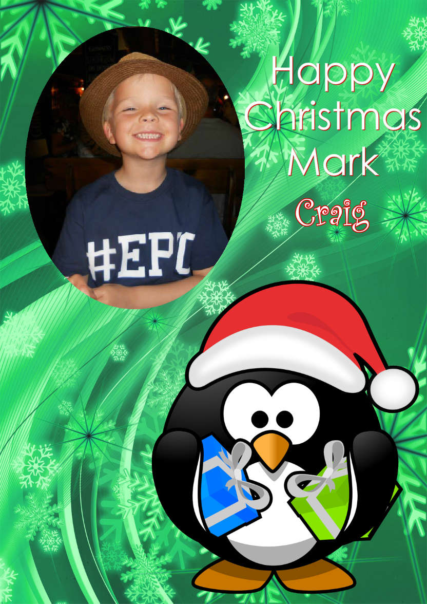 Christmas Penguin Aperture Card - card made with Crafty Bob's Card Creator