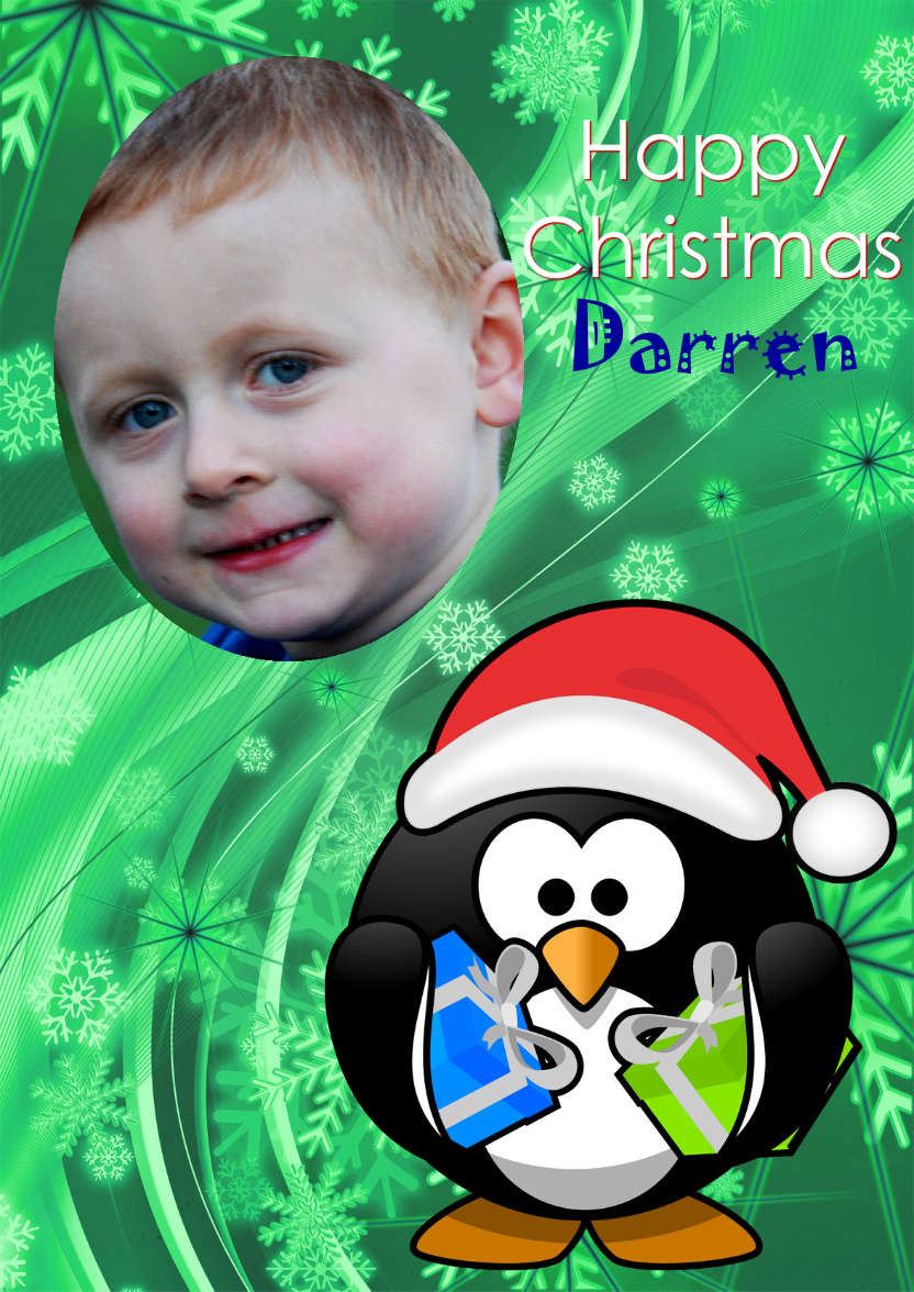 Christmas Penguin Aperture Card - card made with Crafty Bob's Card Creator
