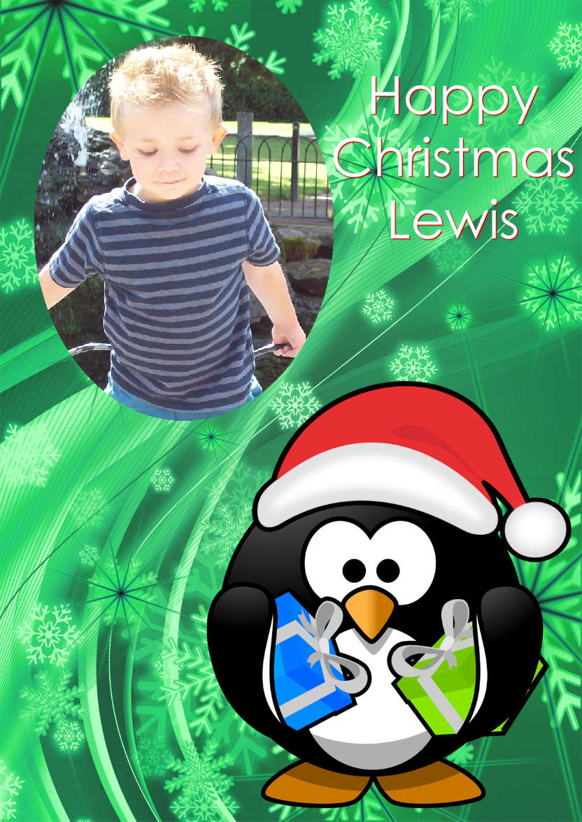 Christmas Penguin Aperture Card - card made with Crafty Bob's Card Creator