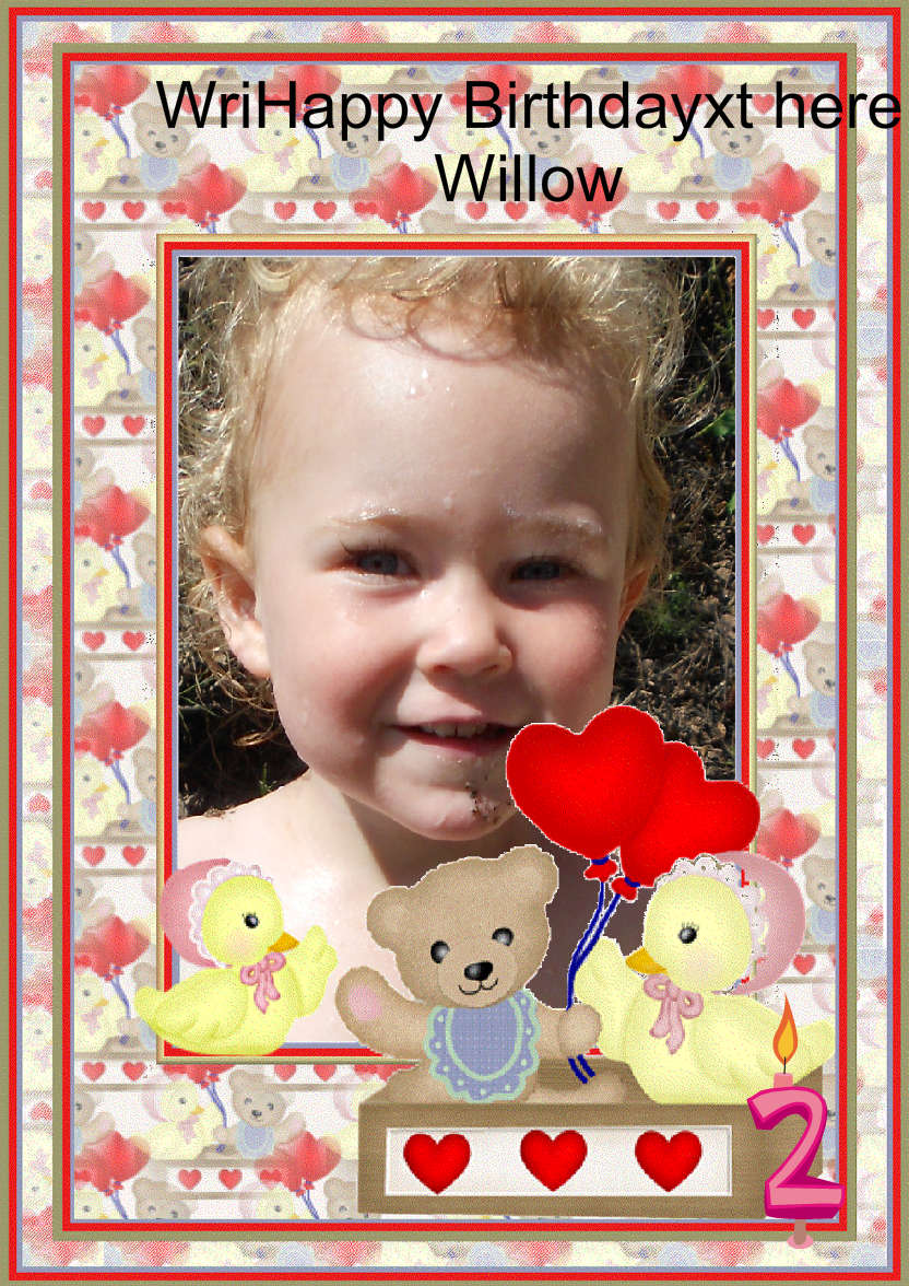 Bear and Duck Birthday - card made with Crafty Bob's Card Creator
